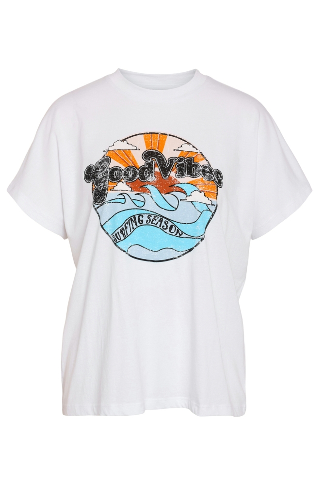 NMBOHDI HAILEY WASHED SS TOP JRS FW 27030133 BRIGHT WHITE/SUNSET